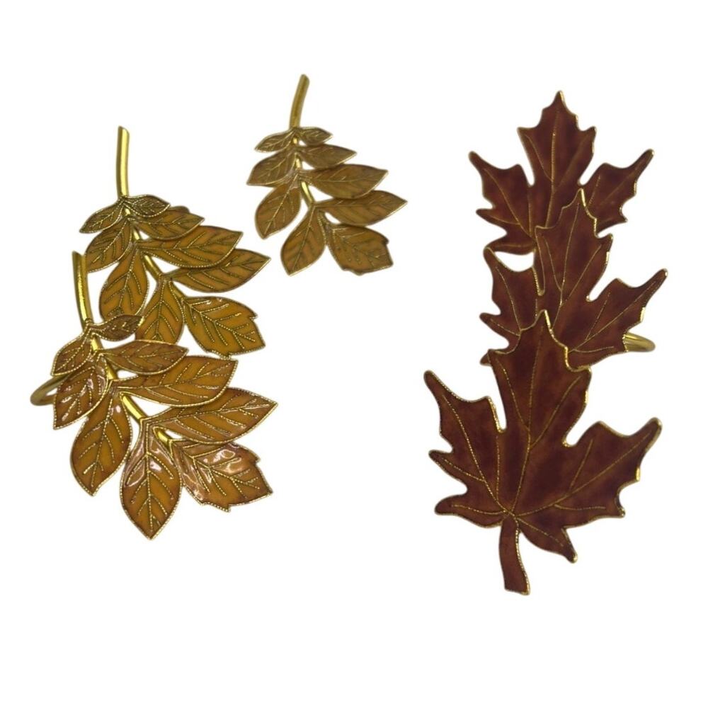Set of 6 Napkin Rings Fall Leaves Dinner Party Entertaining Dining Table